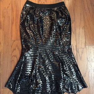 Patricia Field Rehab Black Sequined Mermaid Skirt.
